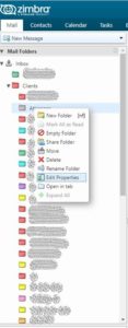 Zimbra Folder Edit